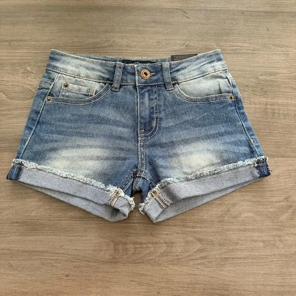 Lucky Brand girls faded denim Rile Shorts cuffed hem size 7 NWT $58 - Picture 2 of 11